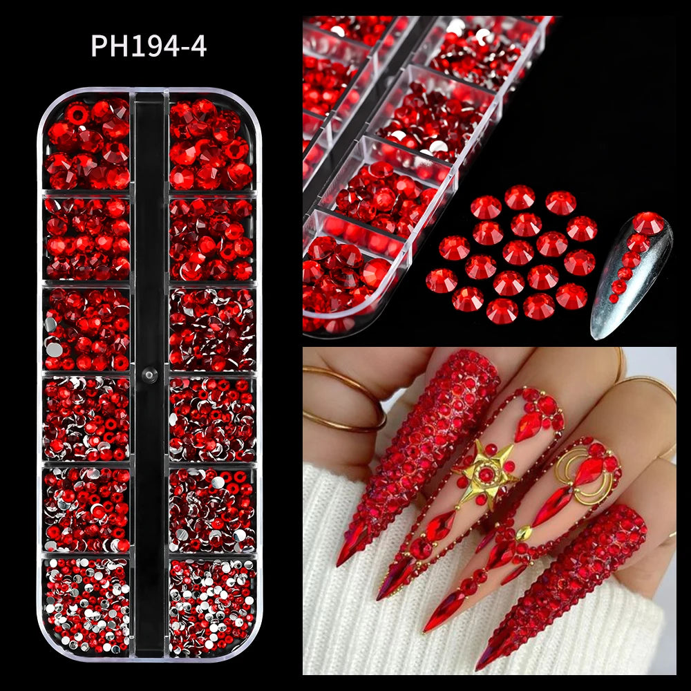 Gold ocean nail charms in 12-grid box – style option 4