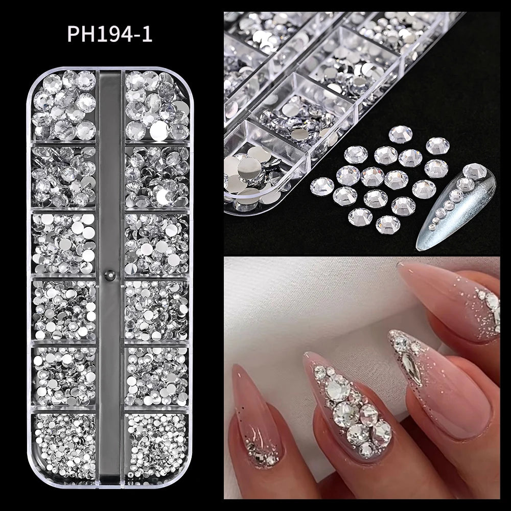 Gold ocean nail charms in 12-grid box – style option 32