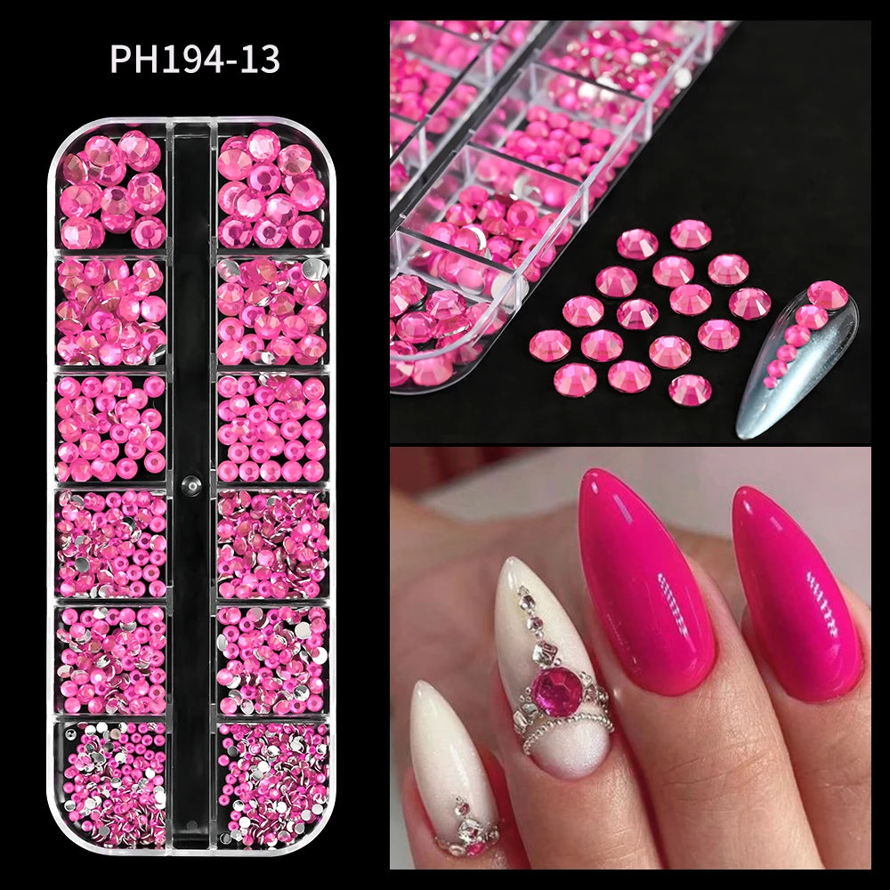 Gold ocean nail charms in 12-grid box – style option 7