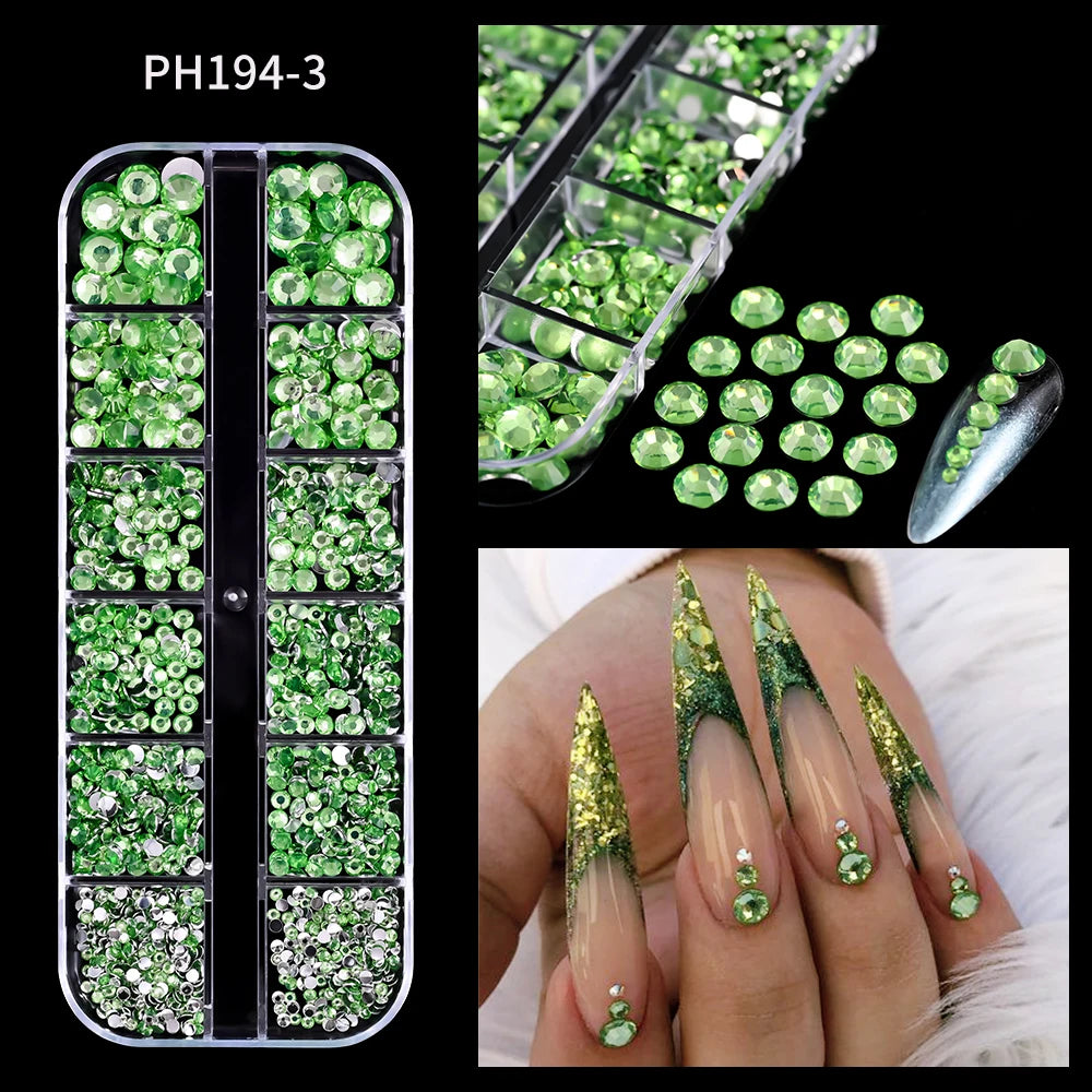 Gold ocean nail charms in 12-grid box – style option 31