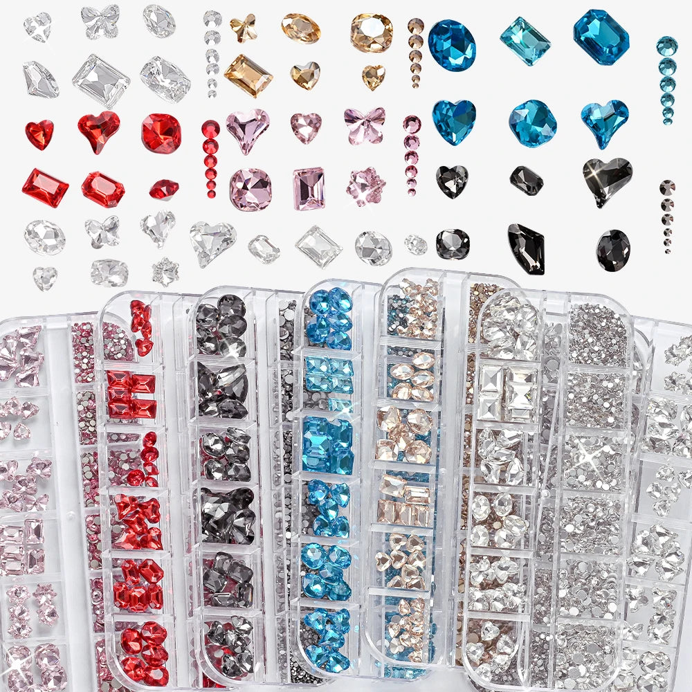 Nail rhinestones and charms 12-grid box – image 4