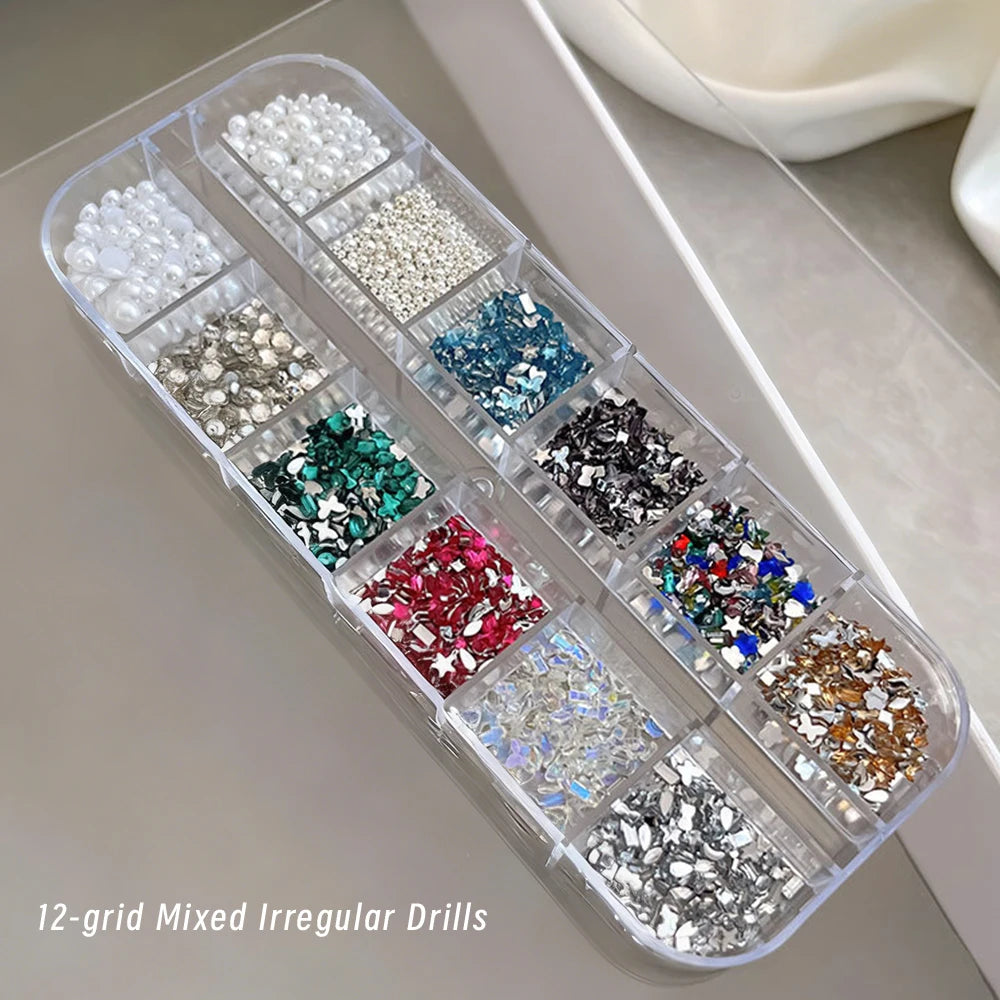 Nail rhinestones and charms 12-grid box – style option 4
