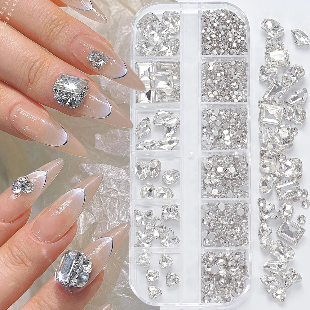 Nail rhinestones and charms 12-grid box – image 9