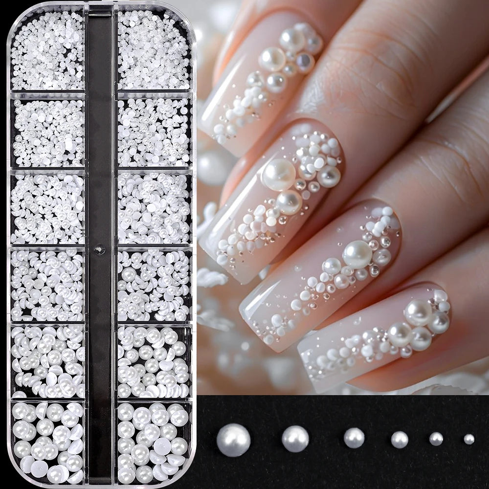Gold ocean nail charms in 12-grid box – style option 15