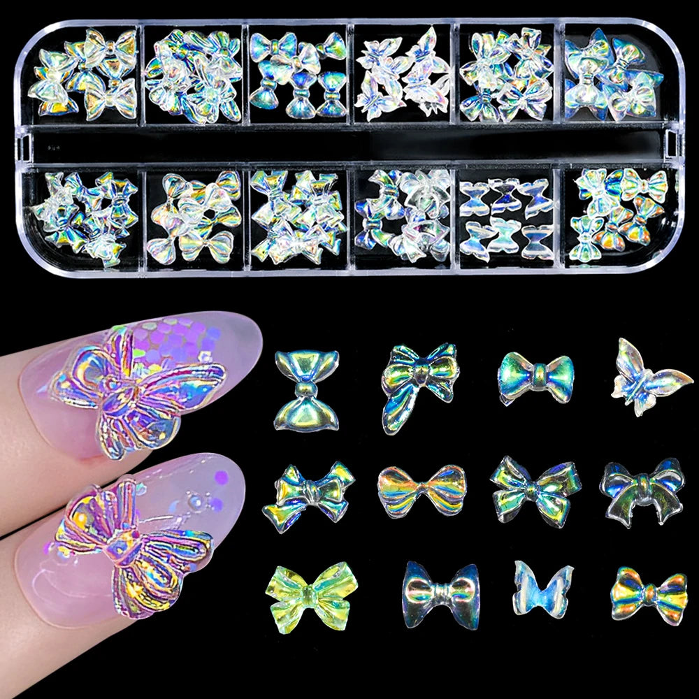 Gold ocean nail charms in 12-grid box – image 10