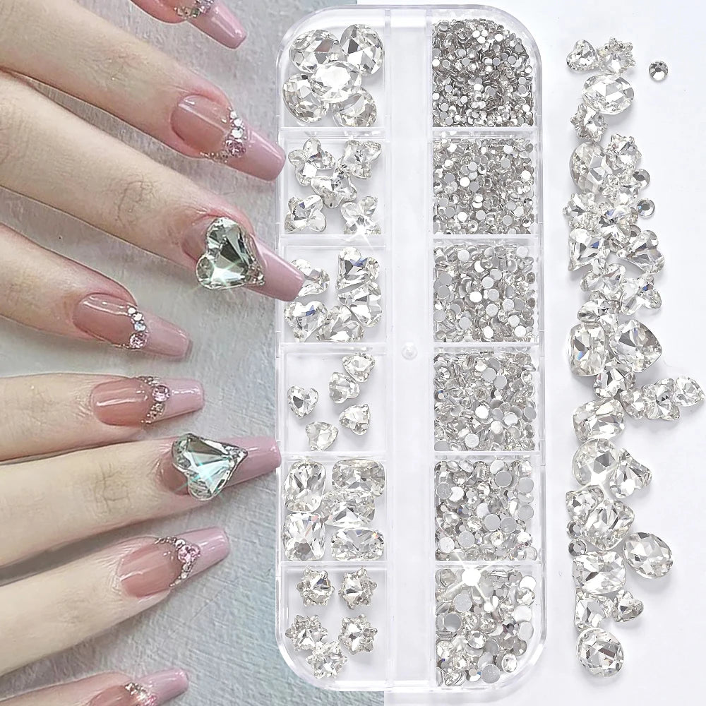 Nail rhinestones and charms 12-grid box – image 10