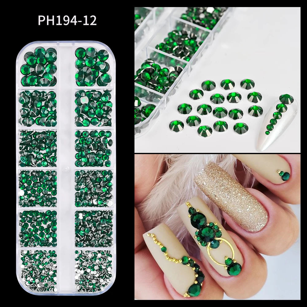Gold ocean nail charms in 12-grid box – style option 6
