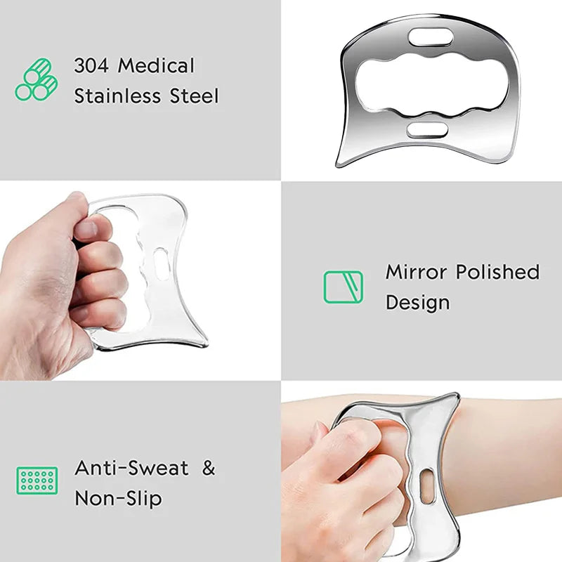 Stainless steel body gua sha scraper – image 4