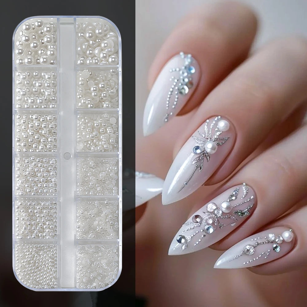 Gold ocean nail charms in 12-grid box – image 9