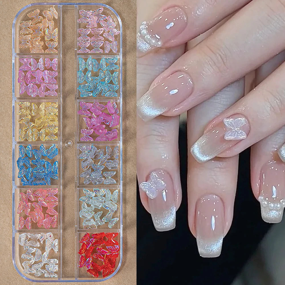 Gold ocean nail charms in 12-grid box – style option 35