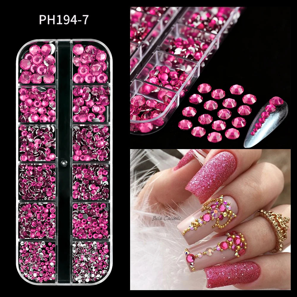 Gold ocean nail charms in 12-grid box – style option 18