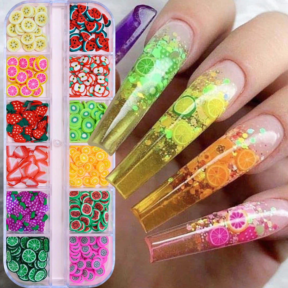 Gold ocean nail charms in 12-grid box – image 7