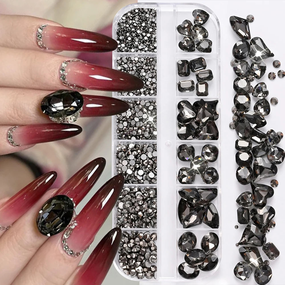 Nail rhinestones and charms 12-grid box – style option 1