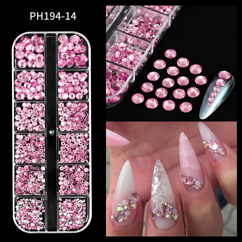 Gold ocean nail charms in 12-grid box – style option 13