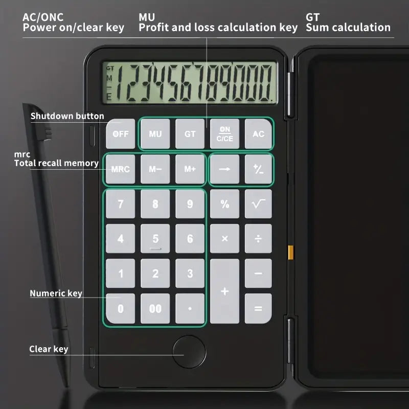 Trendiko 2-in-1 LCD Writing Calculator & Notepad